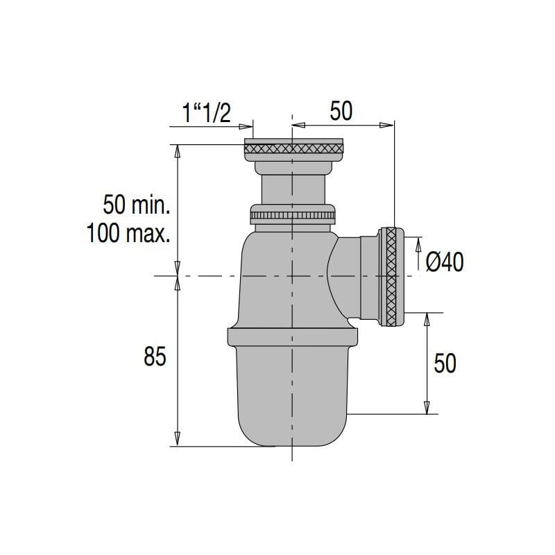 Valentin - Siphon evier réglable sortie D40 laiton chromé 36720000900