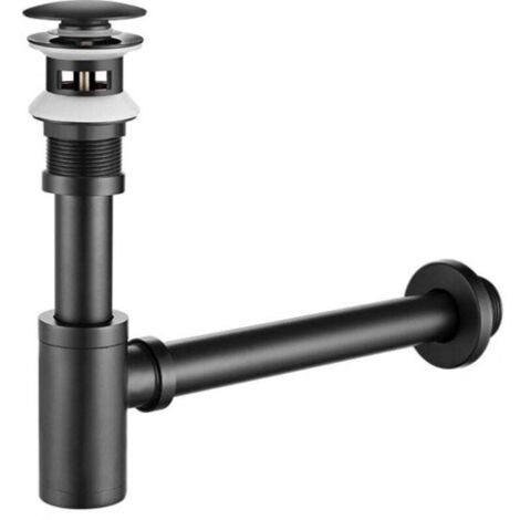 Siphon d'évier avec vanne excentrique, siphon universel en laiton avec bouchon d'évier et ouverture de nettoyage