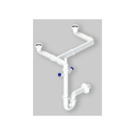Siphon d'évier gain de place 2 voies autonettoyant "2K" 1"1/2 - Dn 40