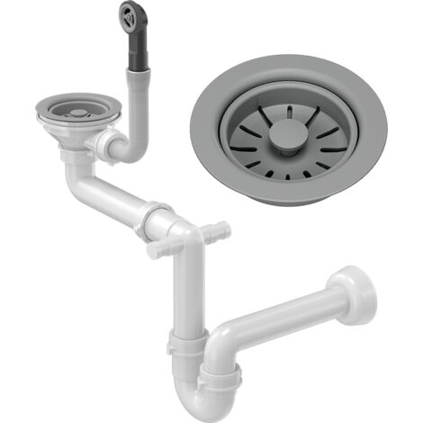 Siphon d'évier Mural Manuel Simple Bac Granitan Gris 1 pièce
