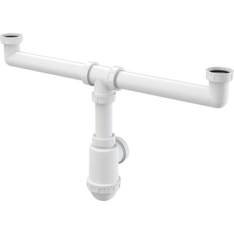 Siphon double évier Alcadrain avec écrou de serrage 6/4"