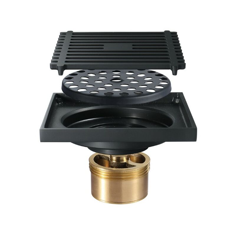 Serbia - Siphon douche à l'italienne Siphon de sol noir anti-odeur 100100mm