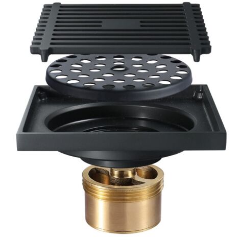 Siphon douche à l'italienne Siphon de sol noir anti-odeur 100100mm