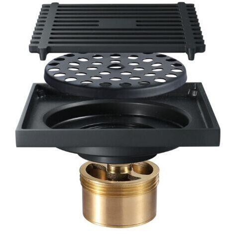 Siphon douche à l'italienne Siphon de sol noir anti-odeur 100100mm