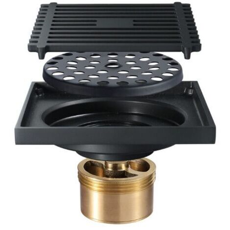 Siphon douche à l'italienne Siphon de sol noir anti-odeur 100100mm