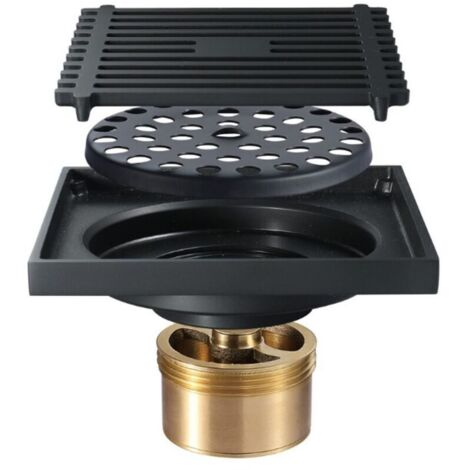 Siphon douche à l'italienne Siphon de sol noir anti-odeur 100100mm