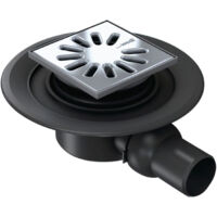 Siphon écoulement horizontal avec grille carrée FUNDO - Siphon à écoulement horizontal avec grille en inox carré 115 x 115 mm DN 50