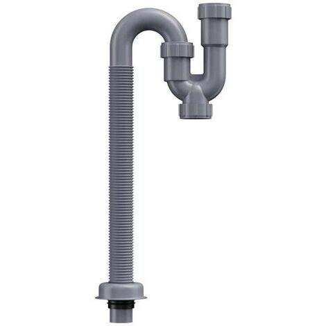 Siphon en forme de U - siphon d'évier, kit de vidange pour lavabo de salle de bain, avec tuyau de vidange flexible et extensible, adapté aux siphons d'évier d'un diamètre intérieur de 32 mm.