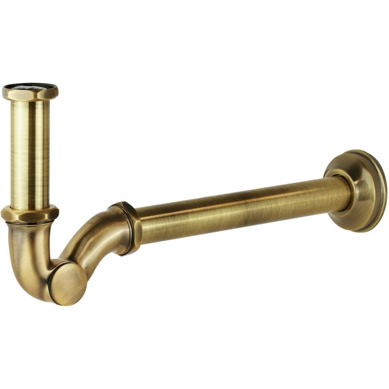 Resp Rubinetteria - Siphon en laiton en forme de 's' avec bouchon d'inspection de couleur bronze Resp BR-101 Bronze