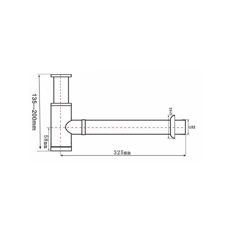 Rapanda - Siphon en p rond en laiton de 3,8 cm, décoratif, kit de drainage réglable pour lavabo de salle de bain, drainage mural, noir mat
