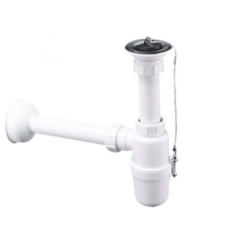 Siphon évier inox 1¼", bonde universelle, raccord mural, diamètre 32 mm, pour éviers plastiques et métalliques