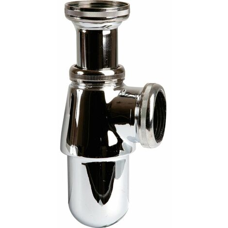 Siphon évier laiton chromé 1''1/2 – Sortie Ø 40 mm avec joint – Hauteur réglable ± 75 mm pour drainage efficace – Sélection Cazabox
