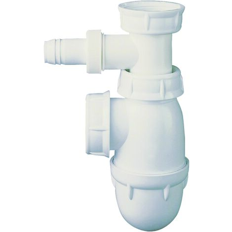 Somatherm – Siphon de lavabo réglable 175-250mm – Prise pour machine à laver Ø40/49 – Plastique blanc – Débit 47 l/mn