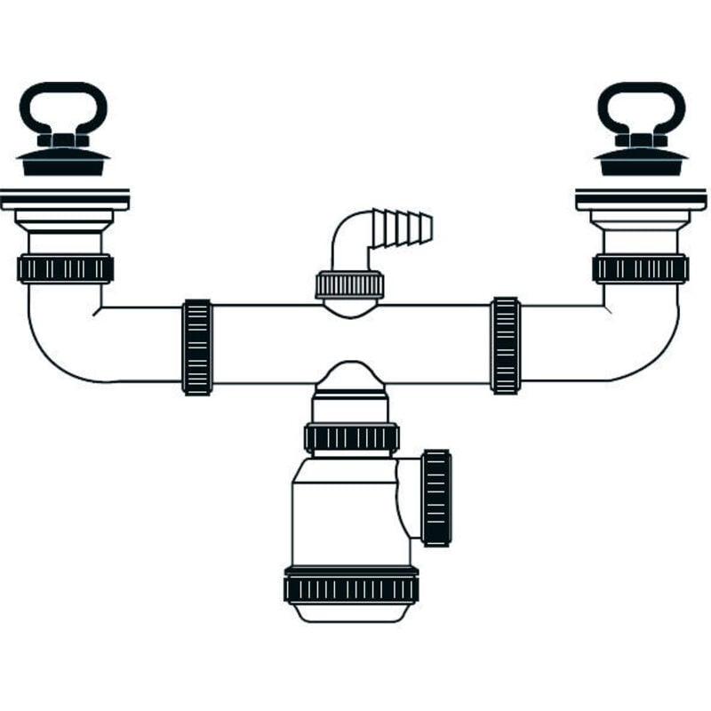 Siphon extérieur double évier 1 1/2 85mm T44 50201