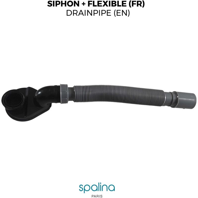 Spalina - siphon extra plat+flexible - Compatible avec toutes les baignoires îlot