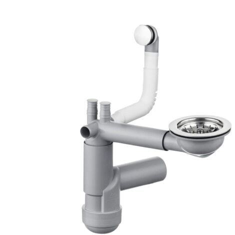 Siphon für Granitspülbecken, 1-Becken weiß/Chrom