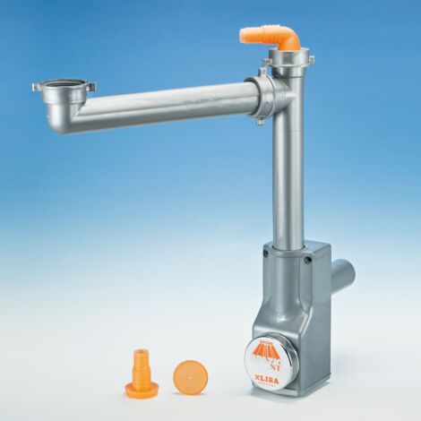 Siphon gain de place avec ouverture pour lʼinspection pour éviers avec un bassin LIRA 1NT