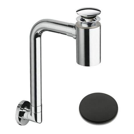 Siphon gain de place bonde u&d avec trop plein black mat - CRISTINA ONDYNA BUS33313