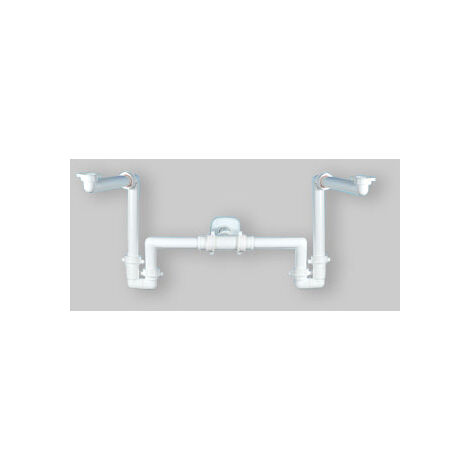 Siphon gain de place pour évier 2 voies 1"1/2 - Ø 32-40 mm