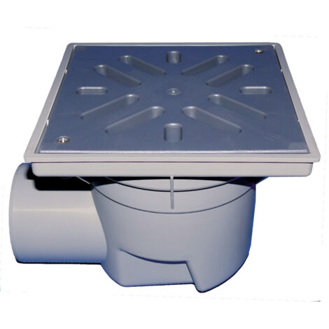 Siphon horizontal 'Perfekt' DN110, support de grille en plastique 244x244mm/226x226mm, collecteur d'impuretés, collecteur d'odeu