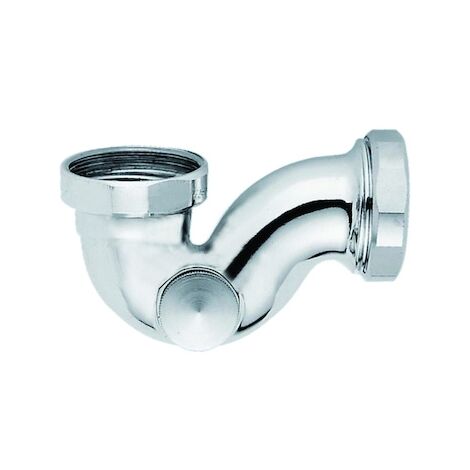 Siphon lavabo laiton chromé ultra-compact - Diamètre d'entrée : 1"1/4 - Hauteur garde d'eau : 13 mm - Diamètre sortie : 32 mm - VALENTIN