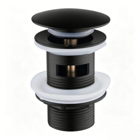 Siphon lavabo noir alliage zinc à clic sans trop-plein, pour vasque 66x102mm