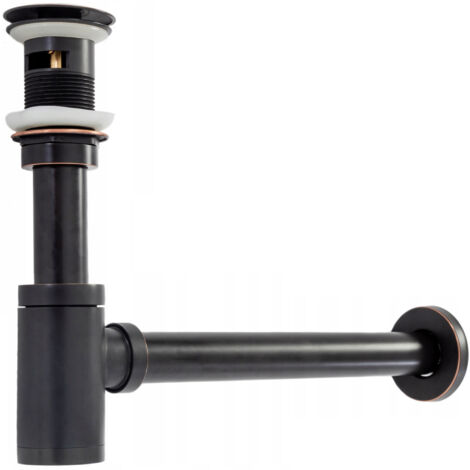 Siphon Lavabo Noir Retro Avec Bonde De Lavabo Pop-Up