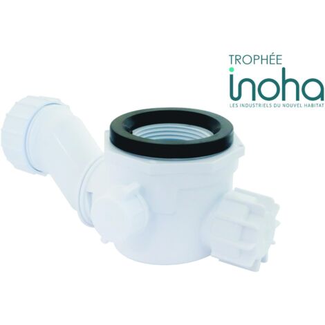 Ondee – Siphon de lavabo extra-plat 64mm – Système anti-odeur – Débit 12L/min – Orientation 360° – Nettoyage facile avec râteau intégré