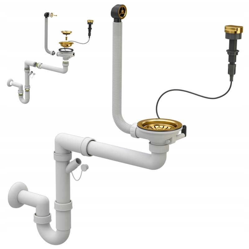 Siphon mural automatique or 1 compartiment pour évier