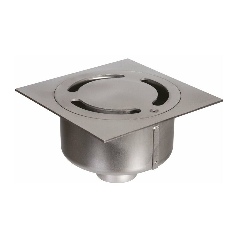 Siphon de sol Netdrain Standard ACO Inox 304 sablée - Platine 200 x 200 mm - Sortie verticale DN63 mm - pmr