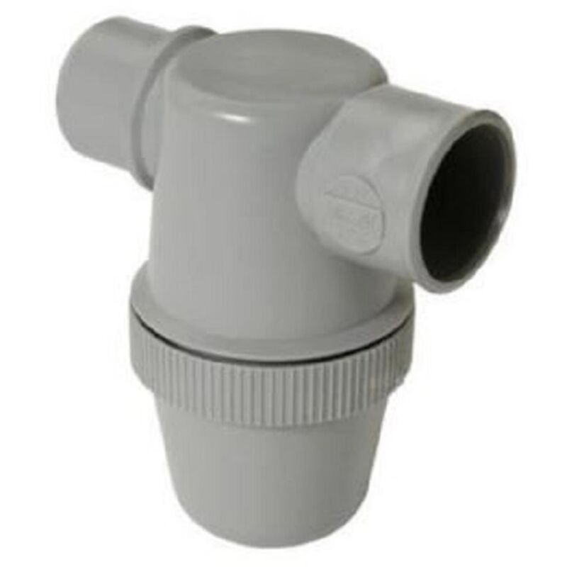 Siphon de parcours lavabo à coller avec entrée horizontale - Coloris: gris - Diamètre : 40 mm - Hauteur : 116 mm