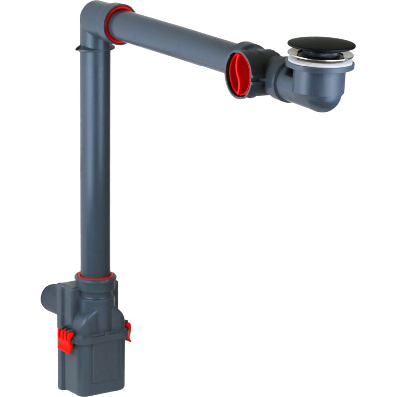 Siphon peu encombrant inspectable avec drain clic-clac noir mat CGS Isy Siphon AL830F.43 Noir mat