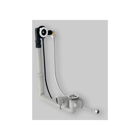 Siphon pour baignoire avec entraînement de rotation et trop-plein Ø 52 - L. 28 cm