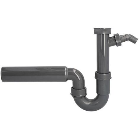 Siphon pour évier 11/2’’ DN50 avec raccord de flexible  sans rosace  en matière recyclée