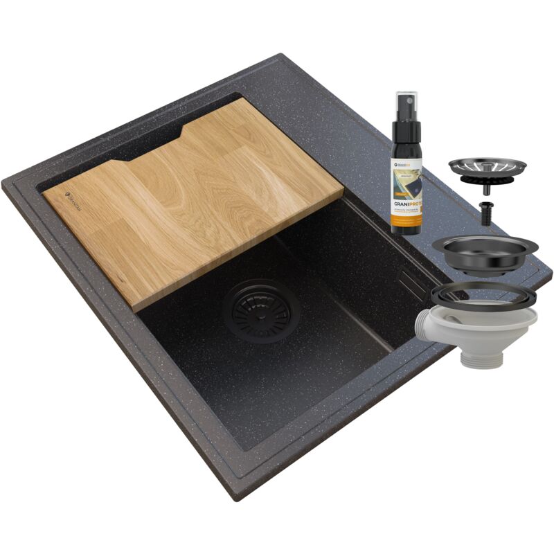 Siphon pour évier en granit foxal noir