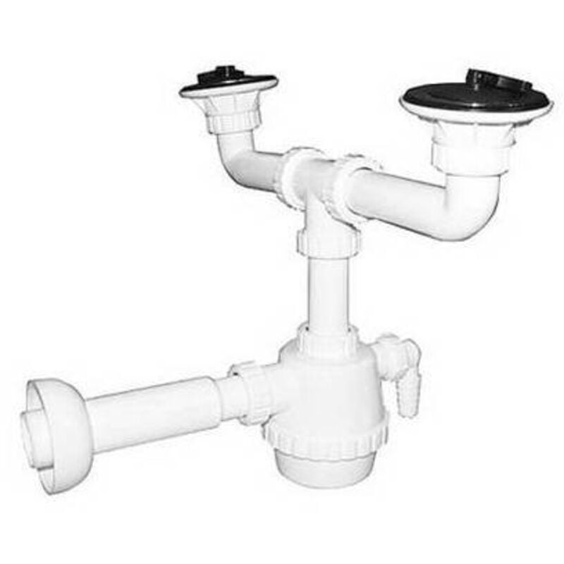 Dianhydro - Siphon pvc 2 voies c / drain et drain machine à laver c / dériveur
