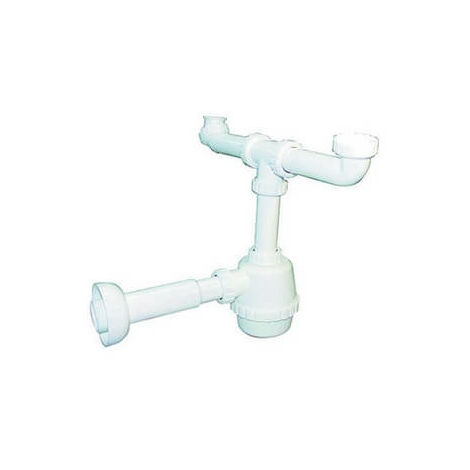Siphon Pvc 2 Voies S / Bonde Pour Porcelaine Avec Manchon