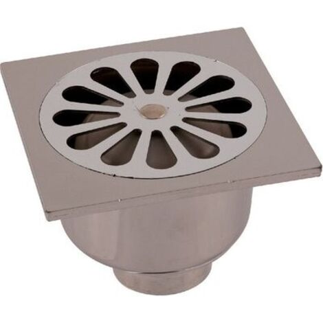 Siphon PVC avec grille inox 100x100 finition chromé