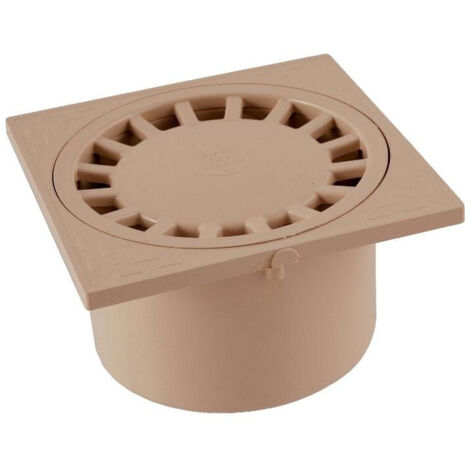 Siphon PVC carré, 150 x 150, coloris sable, Diam 50x40x63, Larg 85, Prof 150.