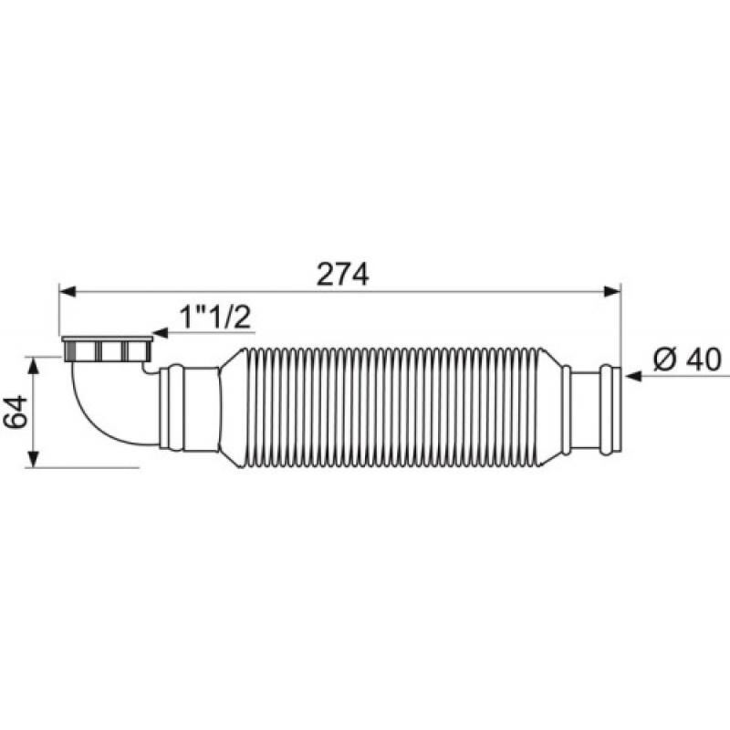 Siphon flexible d'évier senzo sans garde d'eau à membrane D40 Wirquin Pro