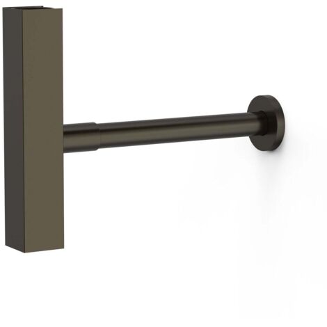 Siphon télescopique carré avec bouchon de visite et cache pour lavabo Noir bronze - TRES 10710342KMB