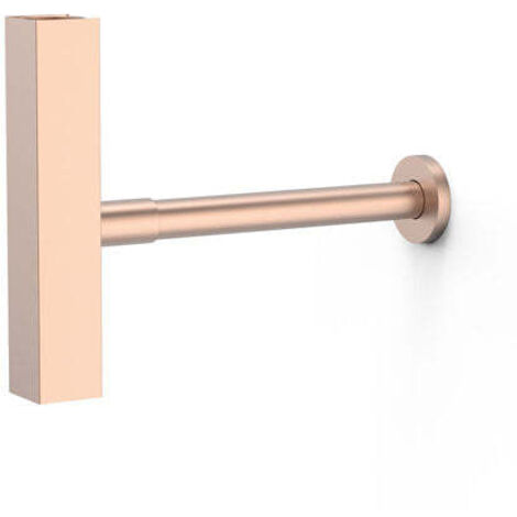 Siphon télescopique carré avec bouchon de visite et cache pour lavabo Or Rose Mat 24K - TRES 10710342OPM