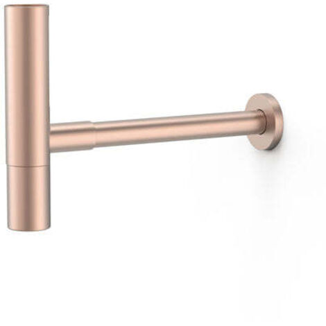 Siphon télescopique rond avec bouchon de visite et cache pour lavabo Or Rose Mat 24K - TRES 16110342OPM