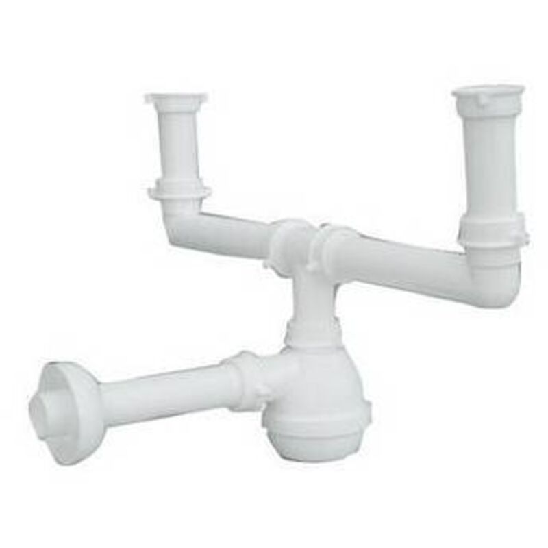 Siphon type « m » pour éviers inox 2 voies sans vidange (marque Lira