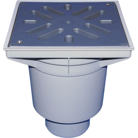 Siphon vertical 'Perfekt' DN160, grille/support de grille en plastique 244x244mm/226x226mm, collecteur d'impuretés, piège à odeu