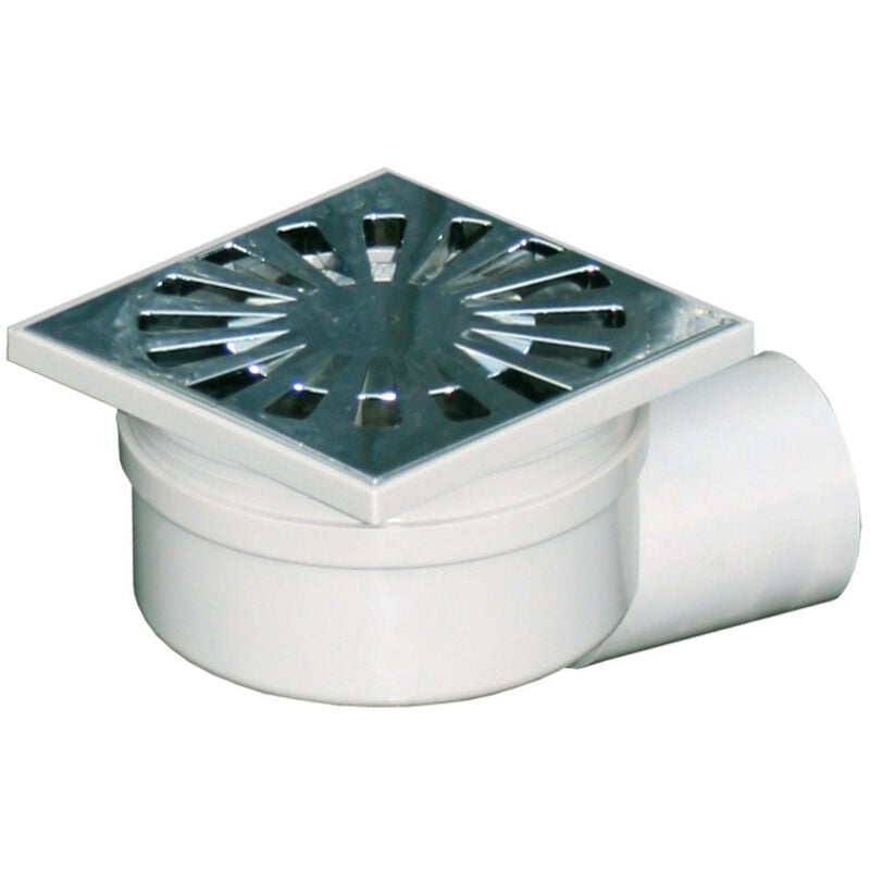 First Plast - Siphonette 100x100mm sortie horizontale Ø40 - Grille chromée