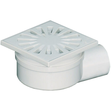 Siphonette 100x100mm sortie horizontale Ø40 - Grille ABS