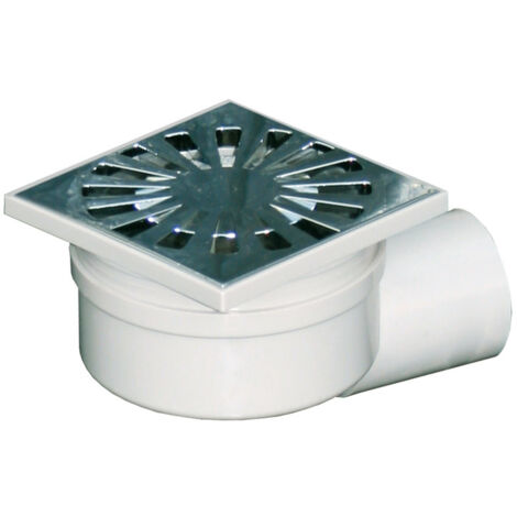 Siphonette 100x100mm sortie horizontale Ø40 - Grille chromée