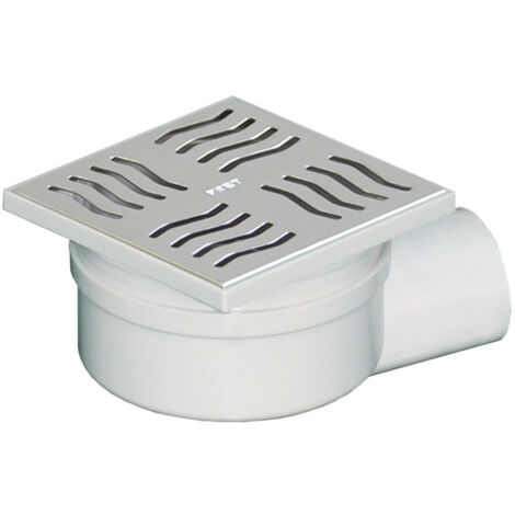 Siphonette 100x100mm sortie horizontale Ø50 - Grille Inox