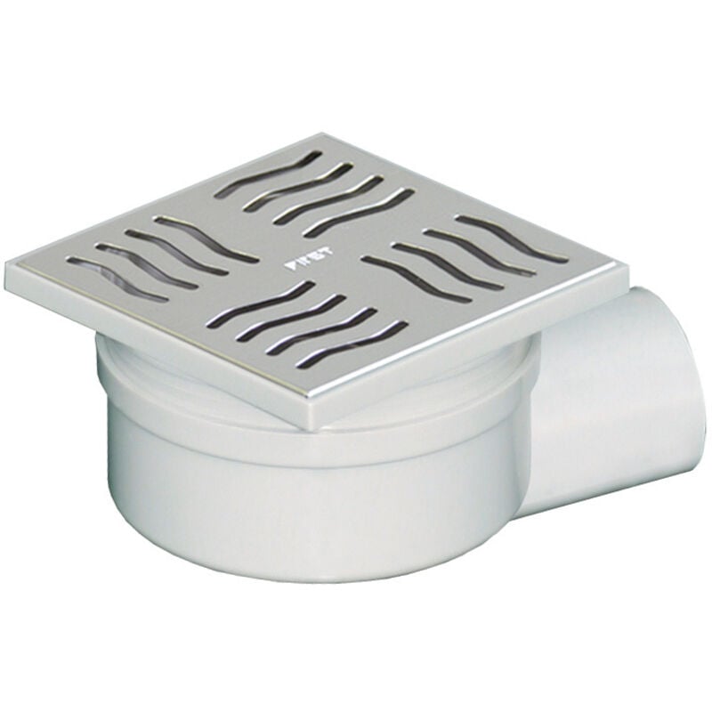 First Plast - Siphonette 100x100mm sortie horizontale Ø50 - Grille Inox
